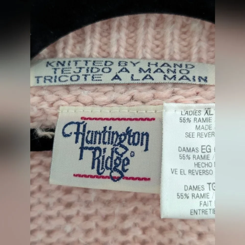 Vintage 90s Huntington Ridge Hand Knit Sweater Floral Embroidered Cottagecore Ca - Picture 4 of 6